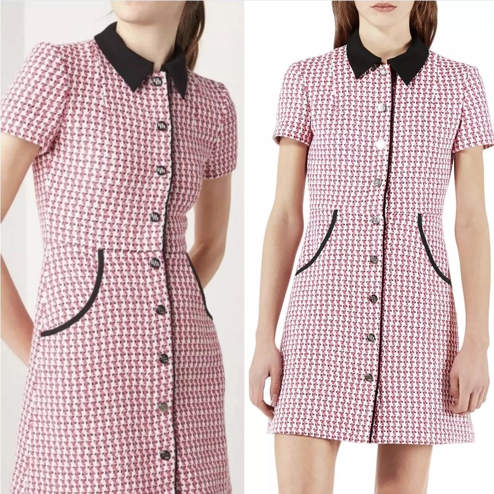 Maje Pink and Black Mini Dress